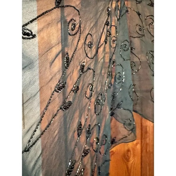 Beaded Shawl Evening Wrap Sheer Embellished Formal Occasion Party Cover Up - Picture 9 of 10